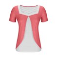 thumbnail image 4 of Timegard Hauts d'Été pour Femmes Grande Taille Col Carré en V Croisé Manches Courtes Décontracté Confortable Blouse, 4 of 6