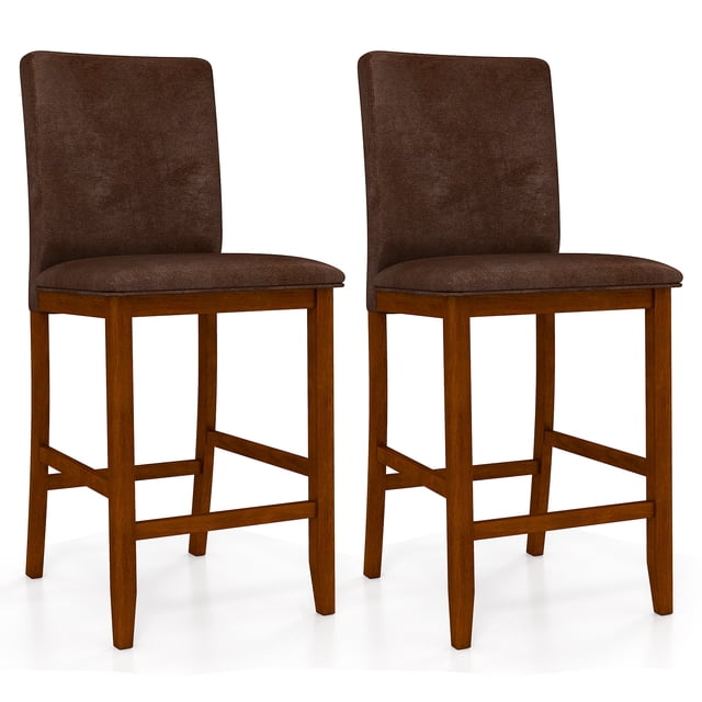 Gymax 26 Inch Counter Barstools Set of 2 w/Upholstered Seat & Backrest for Dining Room
