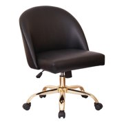 Layton Mid Back Office Chair in Black PU with Gold Finish Base