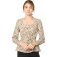 thumbnail image 1 of INSPIRE CHIC Blouse à Manches Longues à Encolure Carrée Florale pour Femmes Beige P, 1 of 6