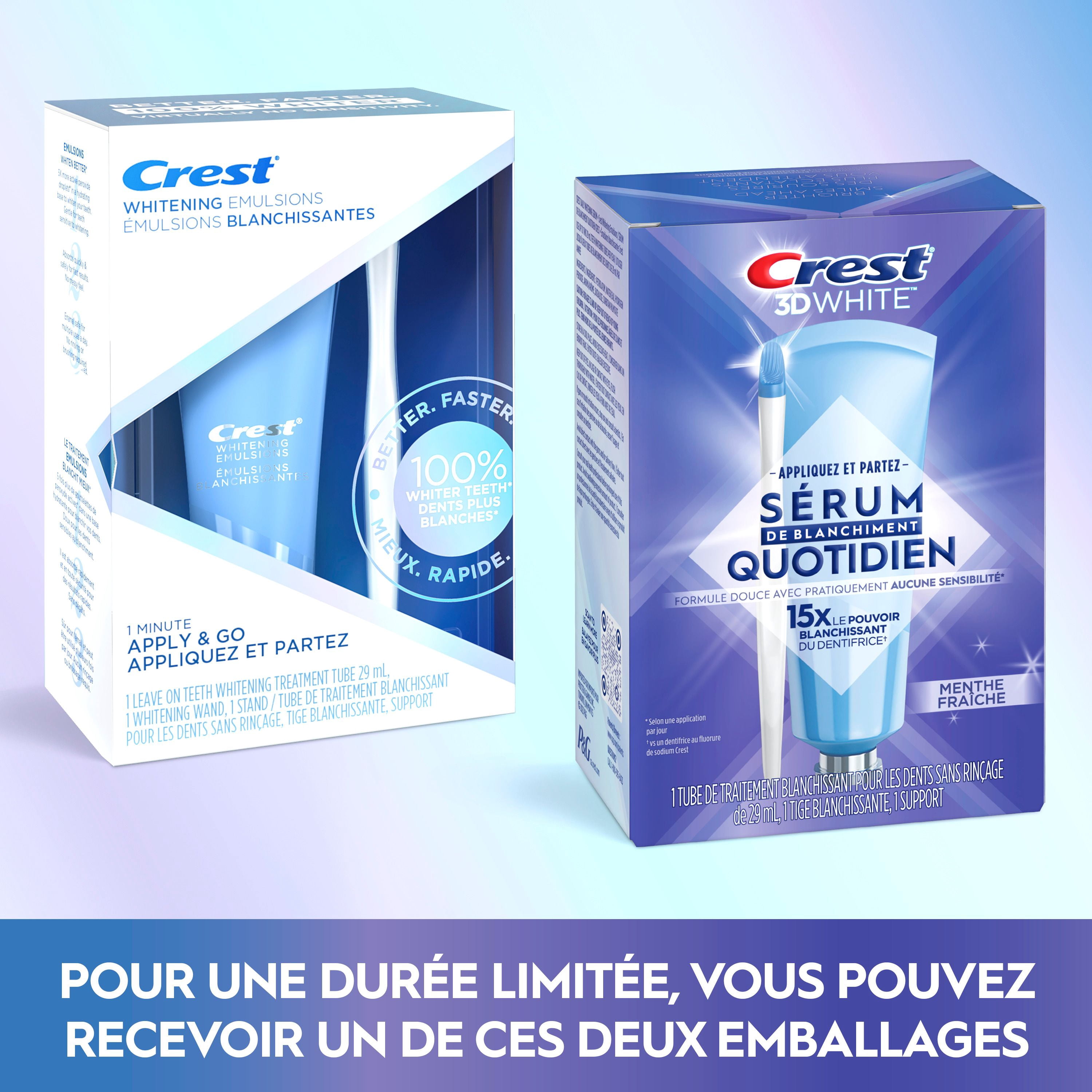 Crest 3DWhite Sérum Blanchissant Quotidien Menthe Fraîche, Traitement Blanchissant pour les Dents à Laisser Agir