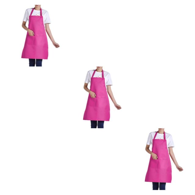 Decodeary 12pcs Woman Apron With Pockets Efficient And Stylish Cooking Companion Polyester Adjustable Half-length Adult Apron Rose Red 3Set