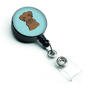 Carolines Treasures BB1172BR Checkerboard Blue Chocolate Labrador Retractable Badge Reel