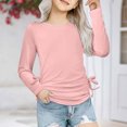 thumbnail image 2 of Plebaso Chemises à Manches Longues pour Filles avec Cordon de Serrage Col Rond Blouses Décontractées Mode Tunique pour Enfants Filles, 2 of 6
