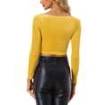 thumbnail image 3 of INSPIRE CHIC Women's Velvet Long Sleeve Off Shoulder Solid Crop Tops XL Dark Purple, 3 of 6