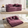 thumbnail image 4 of YINIX 62.9"  Sofa Couch with Two Pillows,  Comfy Modular Convertable Sofa Bed for Living Room and Small Spaces, Red, 4 of 9