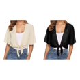 thumbnail image 1 of Lot de 2 (Noir 1 Pce et Beige 1 Pce) Multipack Kimono Cardigan Femme à Nouer devant Chiffon Long Portefeuille Manches Courtes Court Boléro Transparent Cardigan, 1 of 5