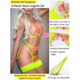 thumbnail image 3 of ORUYROP Brodé Floral, Armature, String, Porte-Jarretelles, Lingerie 4 Pcs, 3 of 6