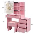 thumbnail image 4 of Ktaxon Lighted Makeup Vanity Table Set, Dressing Table with Sliding Mirror, Vanity Desk , Pink, 4 of 10