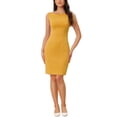 thumbnail image 2 of INSPIRE CHIC Robe Fourreau pour Femme Sans Manches à Encolure Bateau Robe de Bureau Jaune G, 2 of 6
