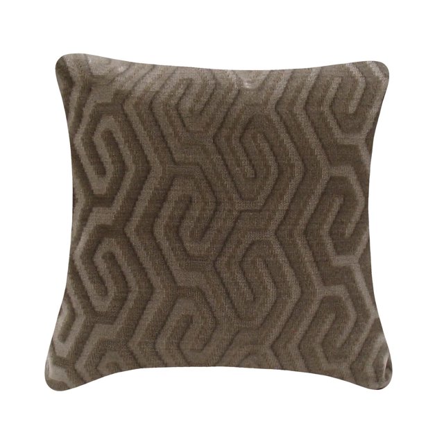 Housse de Coussin de Luxe Zulu Mesurant 20 par 20 Pouces avec un Motif Texturé Géométrique Brun taupe, Faite de 100 % polyester et Dotée d'Une Fermeture Éclair Dissimulée, Conçue comme Housse de Coussin Décorative Sans insert, Convient pour Rafraîchir la Déco de la Maison.