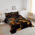 thumbnail image 3 of YST Neon Orange and Black King Comforter Set for Boys Girls,3D Checkered Geometric Bedding Set,Abstract Square Grid Comforter Set Lightweight Soft,Glowing Geometry Quilt Bed Set 3Pcs, 3 of 5