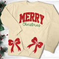 thumbnail image 3 of Chandails en Molleton de Noël pour Femmes avec Nœud Latéral Appliqué Chandail en Molleton Oversize Chandails en Molleton Col Rond Manches Longues Chandail Top Chandail en Molleton Sans Capuche pour Femmes, 3 of 5