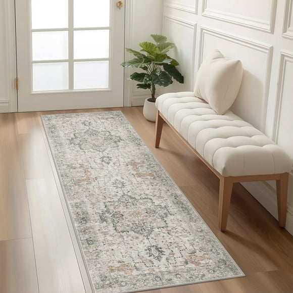 KUETH 2'x10' Machine Washable Rug, Ultra Thin Non Slip Rugs, Indoor Runner Rugs for Entryway, Bedroom