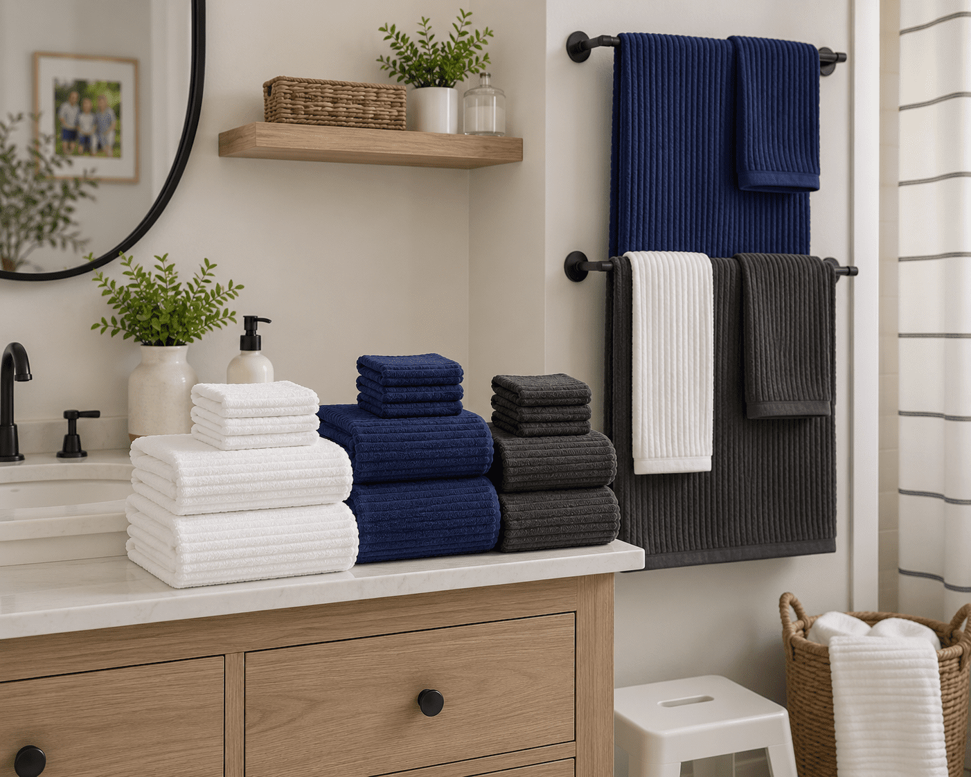 Splendor Home Serviette de Bain sans torsion 600GSM, séchage rapide, 76x147cm, gris foncé