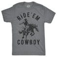 thumbnail image 1 of Mens Ride 'Em Cowboy T Shirt Funny Western Tee for Guys (Dark Heather Grey) - M, 1 of 6