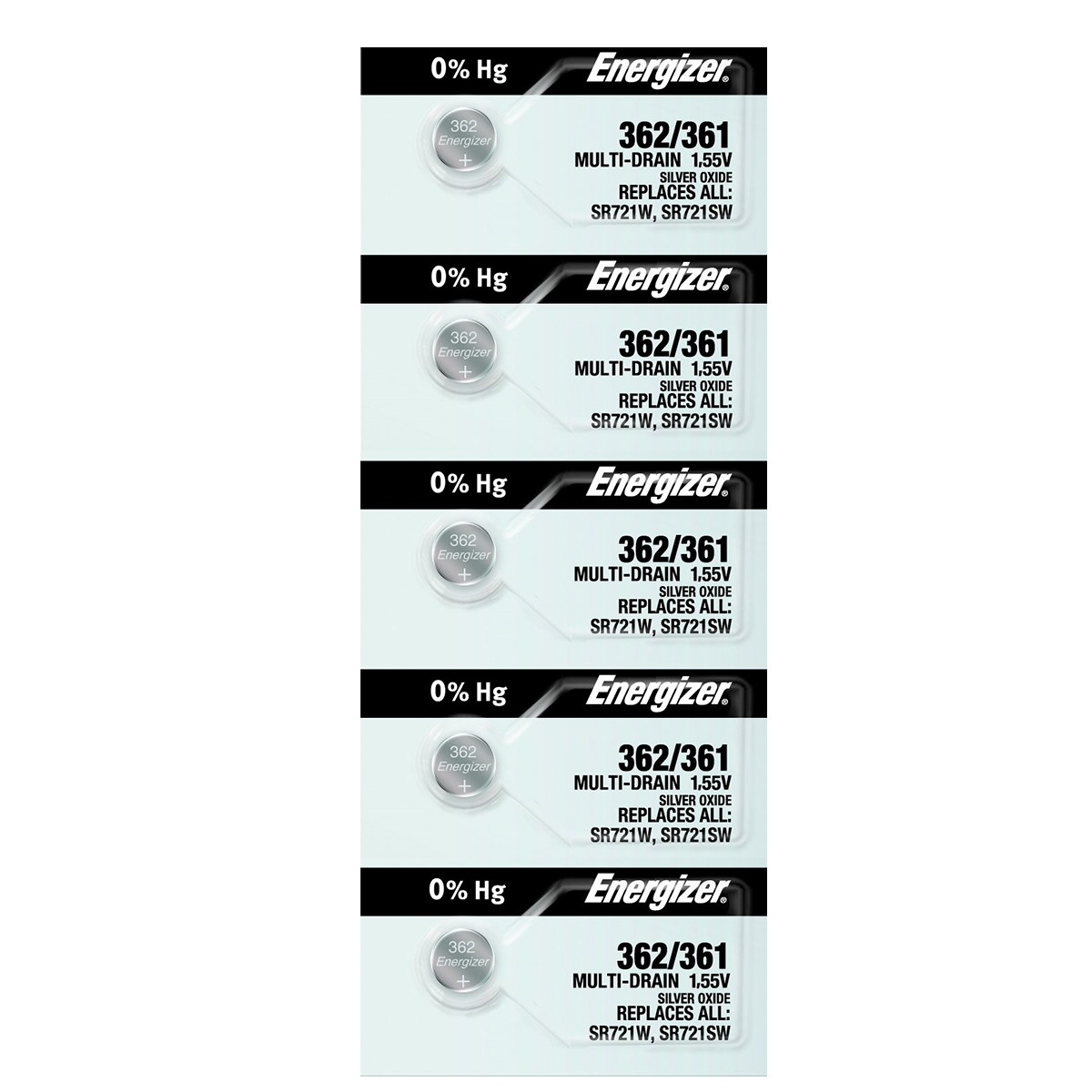 Energizer 362/361 SR721/W/SW Silver Oxide Watch Battery (5 Pack)