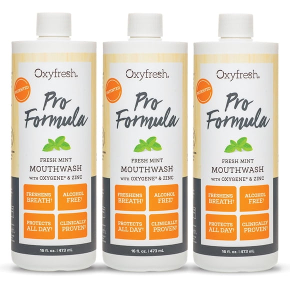 Oxyfresh Pro Formula Fresh Mint Mouthwash – Patented Zinc Mouthrinse for Fresh Breath & Soothing Gums – Dye Free, Fluoride F