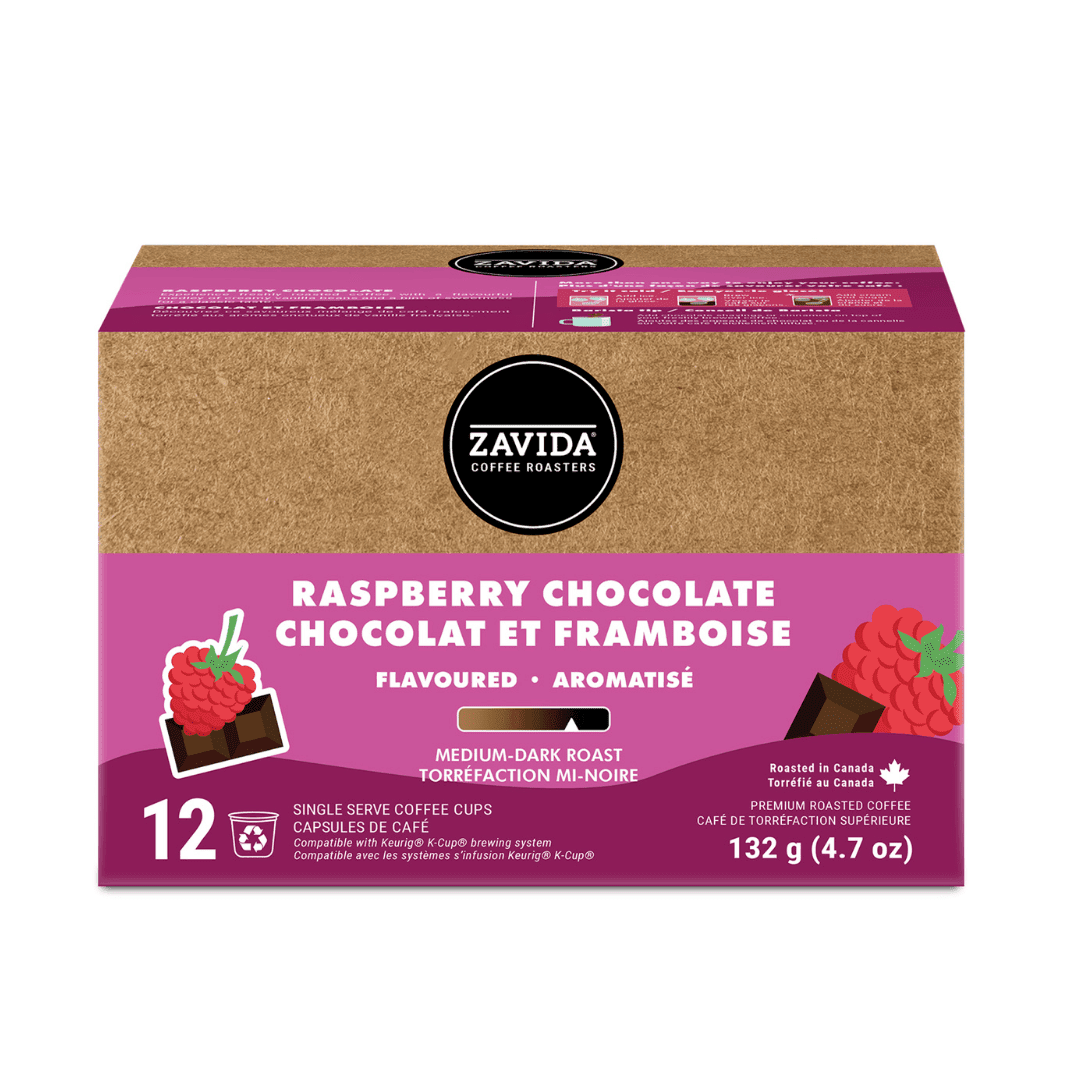 Zavida Raspberry Chocolate Flavoured K Cups Single Serve Coffee