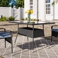 thumbnail image 1 of CorLiving Parksville Resin Wicker and Steel Rectangular Outdoor Dining Table with Glass Top, Black, 1 of 7