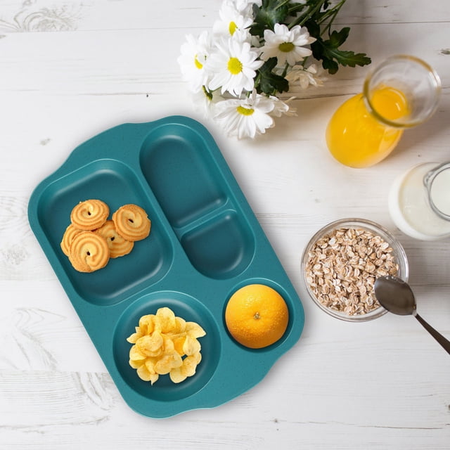 Avdolw 5-Section Wheat Straw Meal Plates,Thickened, Eco-Friendly Lunch Trays for Balanced Diet,Durable & Easy Clean Partition Tableware
