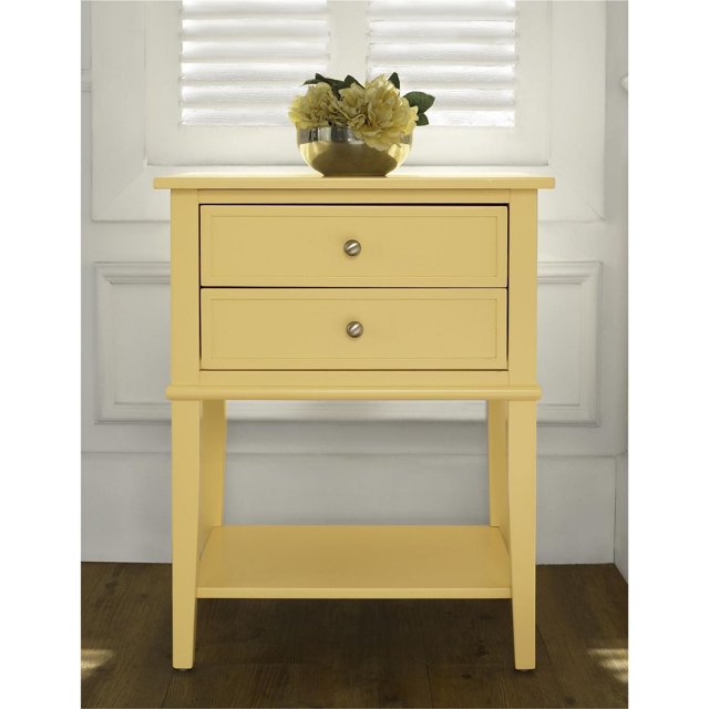 Franklin Accent Table avec 2 tiroirs, jaune