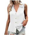 thumbnail image 2 of LSLJS Women's Color Loose Sleeveless Button V-Neck Vest, Womens Camisole Tank Tops, 2 of 7