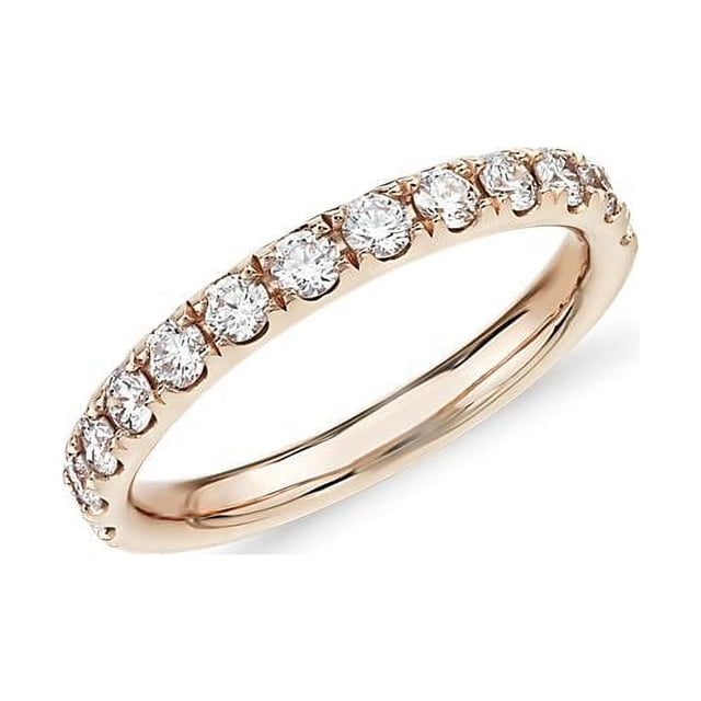 0,30 Ct T.p. Rond Véritable Diamond Nouvelle Conception Alliance Éternité pour Femmes Or Rose Massif 18K Taille 3,5