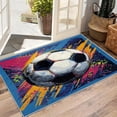 thumbnail image 3 of Sports Theme Area Rugs, Graffiti Soccer Ball Pattern Carpet, Washable Non Slip Low Pile Soft Rug for Living Room Bedroom Decor Mat 3x4ft, 3 of 8