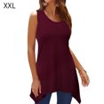 thumbnail image 5 of thinsony T-shirt Sans Manches pour Femme à Col Rond Haut Uni Gilet Décontracté, Brun, TTG, 5 of 5