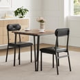 thumbnail image 1 of 3-Piece Dining Table Set for Two: Wooden Kitchen Table with Metal Frame and 2 Upholstered Chairs — Space-Saving for Apartment or Home Office (Retro), 1 of 7