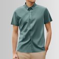 thumbnail image 2 of Men's Business Casual Tee Shirt Solid Color Short Sleeve Button Down Wear Smooth Comfortable Top, 2 of 5