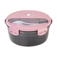 thumbnail image 1 of Boîte à Lunch Ronde Compatible Micro-Ondes, Contenant Bento Étanche avec Conception Compartimentée, Comprend des Couverts, Matériau de Qualité Alimentaire pour Étudiants et Usage au Bureau, 1 of 9