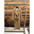 thumbnail image 1 of QueenLine Cashmere Long Loose Double breasted Wool Camel Black,  Belt Classic Commuter Coat, 1 of 22