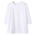 thumbnail image 3 of FAOWME T-Shirt Mode Fille Couleur Unie Col Rond Décontracté Confortable Blanc 4-5 Ans, 3 of 4