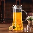 thumbnail image 1 of Huayishang Glass&Bottle Glass Pitcher With Lid Glass Carafe With Handle And Spout Iced Tea Glass Pitcher Heat Glass Water Glass Jug Pitcher For Fridge Lemonade Hot Cold Water, 1 of 9