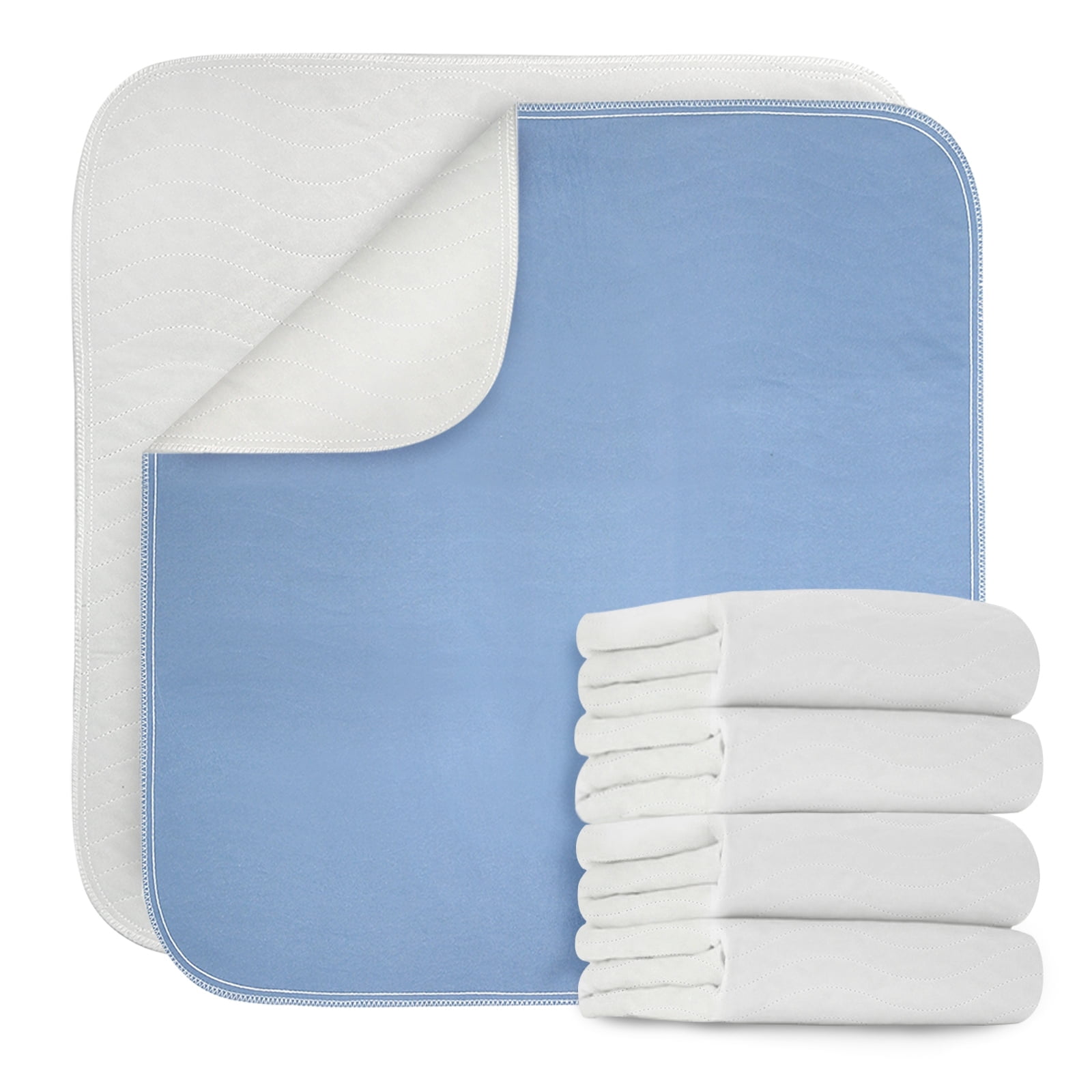 Gogreen Waterproof Reusable Underpads, 4-Layer Heavy Absorbency & Quilted Washable Pads for Kid, Adult, Elderly, Bedwetting Incontinence Pad for Bed, Sofa, Floor, Couch (34" x 52", Pack of 4)
