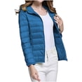 thumbnail image 4 of WRKEKC Lightweight Hooded Parka for Women, Solid Color Long Sleeve Full Zip Coat with Secure Pockets and Ribbed Cuffs, Transitional Season Layer Blue M, 4 of 7