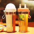 thumbnail image 1 of 420/600ml Portable Dual Straw Separate Drink Water Beverage Bottle Couples Gift, 1 of 8