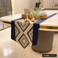 thumbnail image 3 of La HomeCentric décoratif bleu Table Runner 14 x 72 pouces marocain Jacquard tissu motif géométrique style contemporain - Aissa, 3 of 10