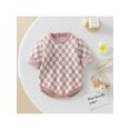 thumbnail image 2 of Faithtur Bébé Filles Garçons Romper Damier Plaid Col Rond Manches Longues Tricot Pull Combinaisons Automne Hiver Bodysuits, 2 of 9