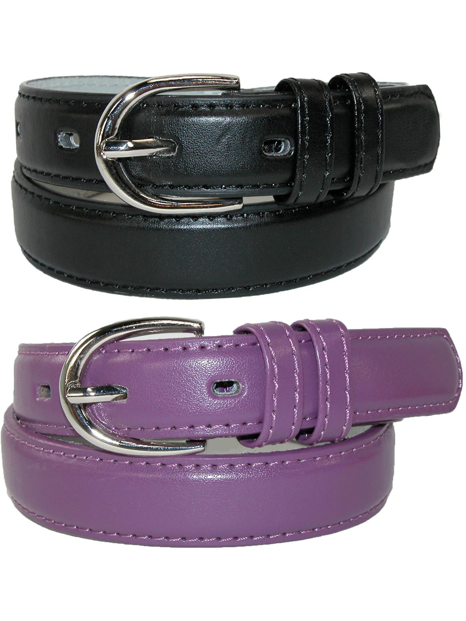 CTM® Ceinture Habillée en Cuir de Base pour Enfant (Lot de 2 Couleurs)