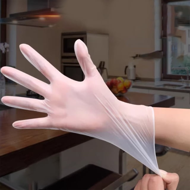 LSLJS 100 Pcs Clear Gloves Disposable Gloves Disposable Gloves Tattoos Gloves Disposable Cooking Gloves Food Grade PVC Kitchen Baking and Kneading Gloves, Home Accessories
