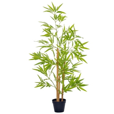 Outsunny Bambou Artificiel, Plante Décorative Factice de 4 Pi dans un Pot de Pépinière