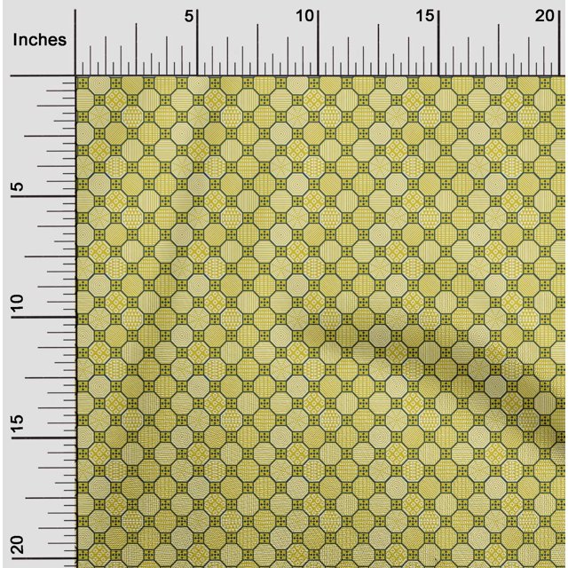 oneOone Georgette Viscose Fabric Stripe|Check & Geometrical Shapes Geometric Print Sewing Fabric BTY 42 Inches Wide