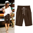 thumbnail image 1 of Lenago Shorts d'Été Grande Taille pour Femmes, Cinq Points, Coton Lin, Décontracté, en Solde, 1 of 6