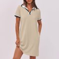 thumbnail image 3 of Dvprdro Robes pour Femmes Mode Classique Uni à Manches Courtes Robe Mini Décontractée d'Été Tennis Golf Robe Chemise avec Poches, 3 of 5