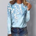 thumbnail image 2 of IROINID en Solde T-Shirt à Manches Longues en Polyester pour Femmes Confortable Dames Col Rond Hauts Amples T-Shirts Imprimés Blouse, Bleu Clair, 2 of 5