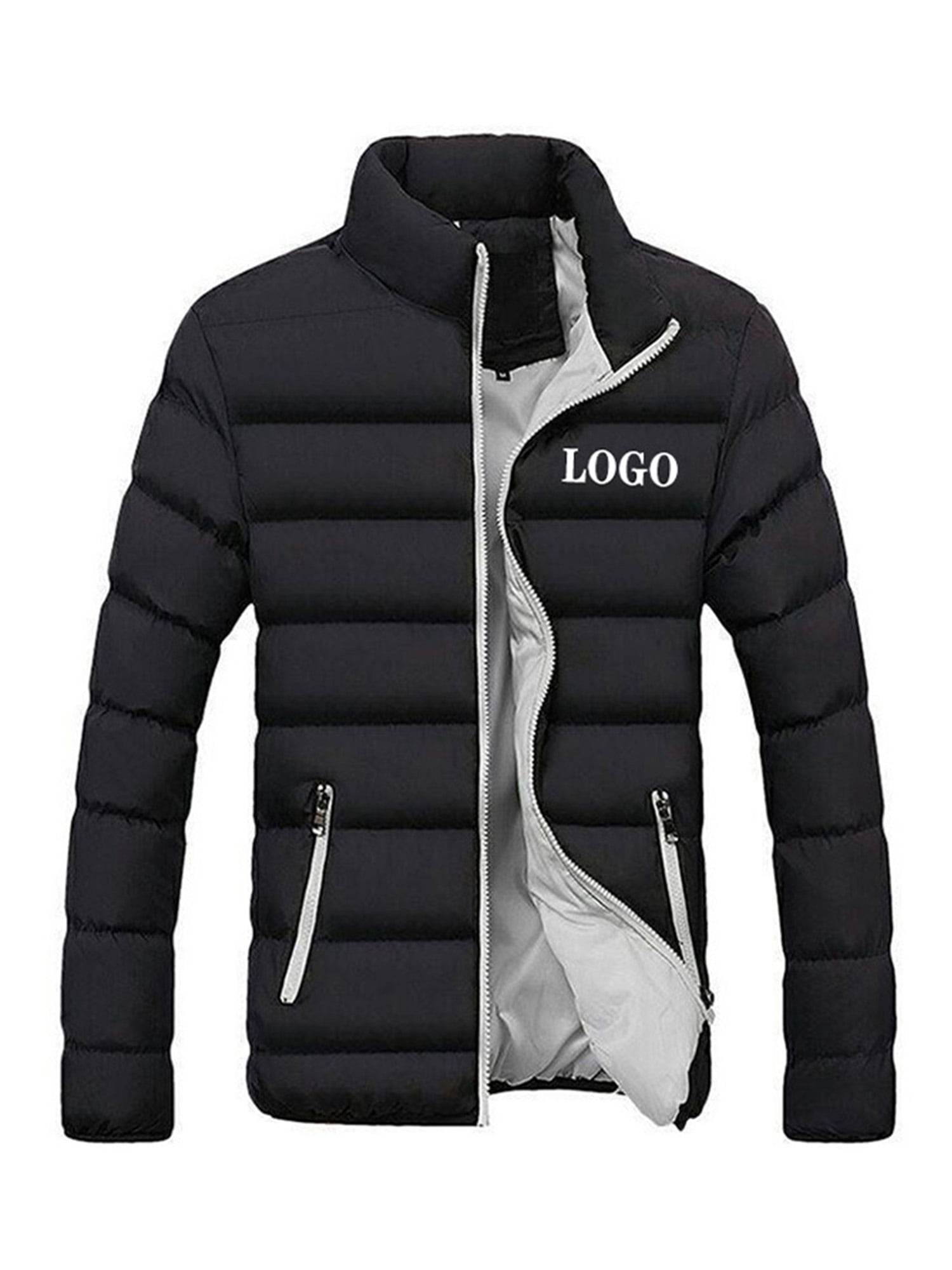 Innerwin Down Coats Color Block Men Winter Warm Jacket Work Stand Collar Business Coat Black Gray XS
