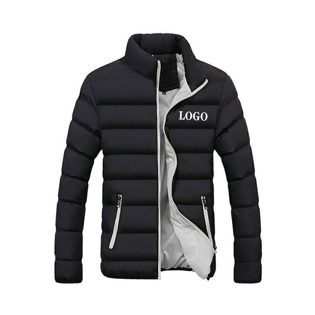 Innerwin Down Coats Color Block Men Winter Warm Jacket Work Stand Collar Business Coat Black Gray S